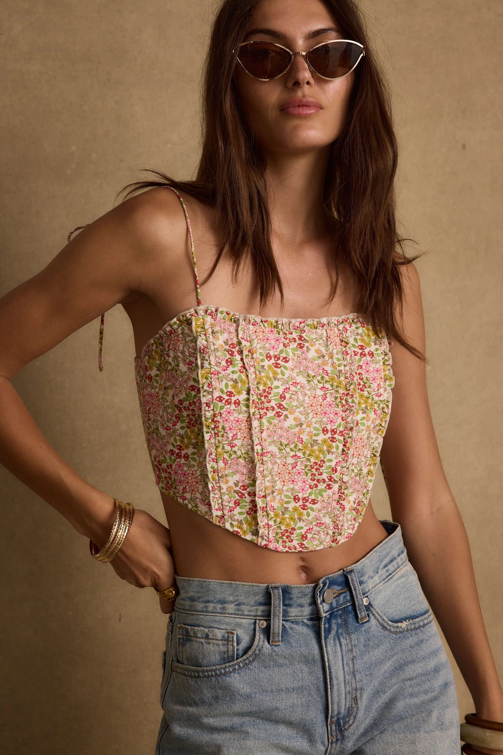Bay View Floral Corset Top Water Repellent Finish