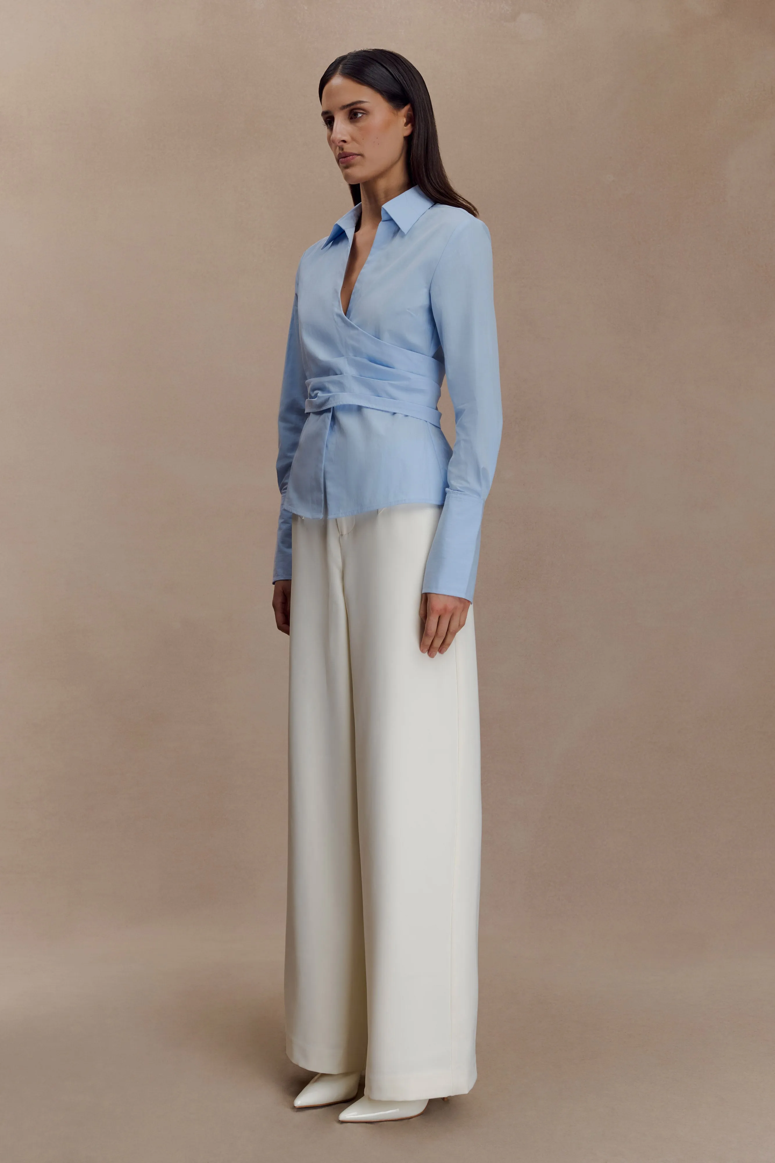 Arlo Wide Leg Suiting Trouser - Ivory Body Contour Perfect Silhouette
