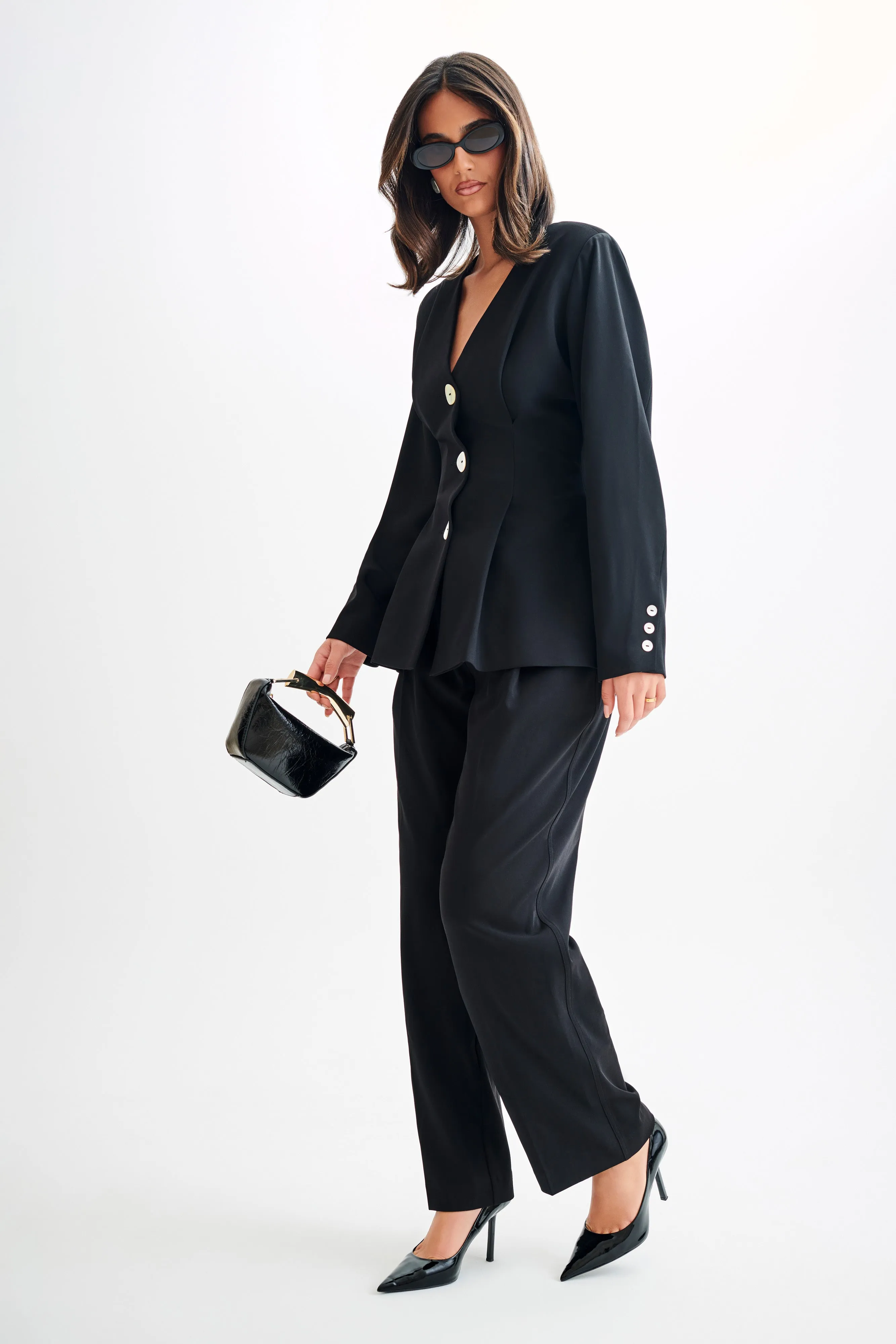 Enhanced Edge Binding Kendall Balloon Sleeve Jacket - Black