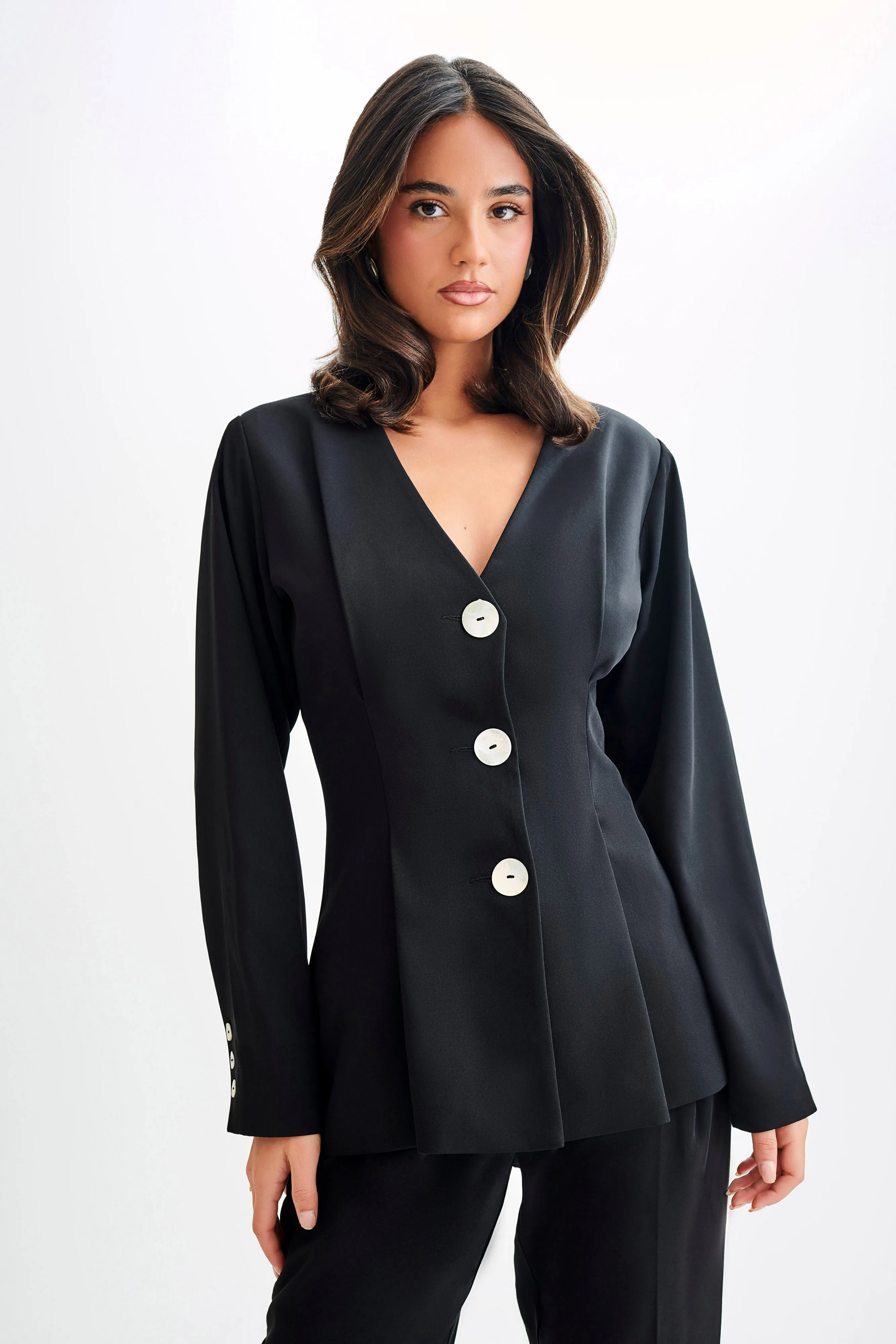 Adjustable Hem Kendall Balloon Sleeve Jacket - Black