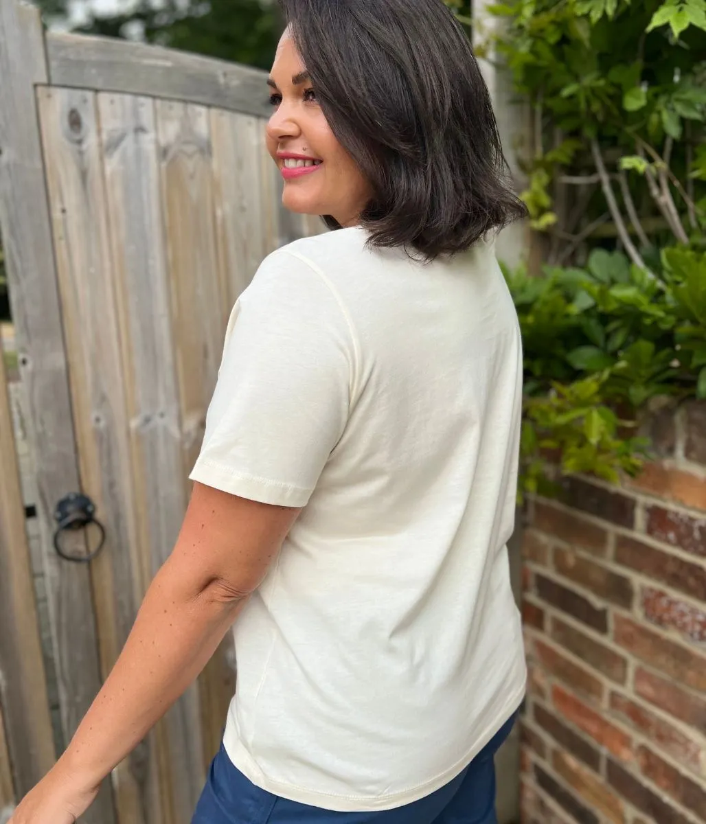 Meta Mood Ecru Straight Fit Cotton Tee