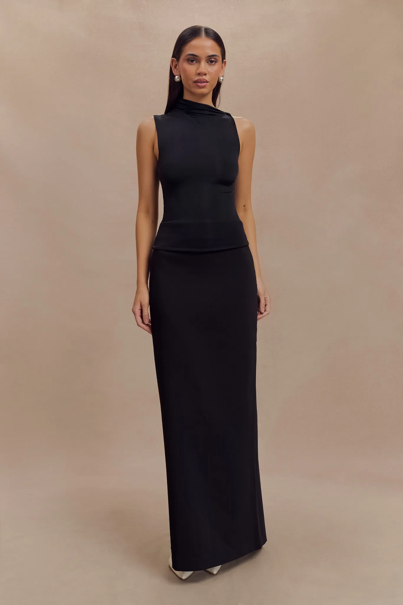 Hadleigh Sleeveless Slinky Top - Black Comfortable Fabric