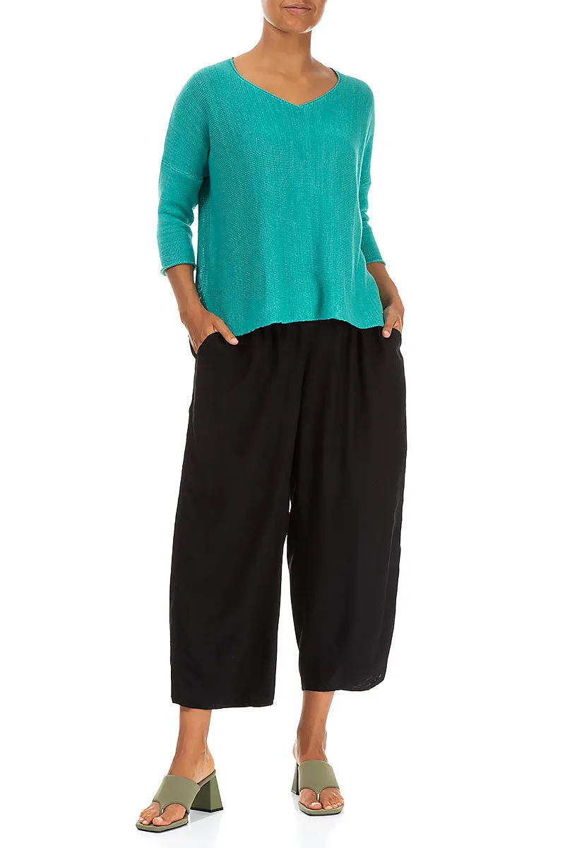 Sweat Wicking Lining All Purpose Slight Taper Black Silk Bamboo Trousers