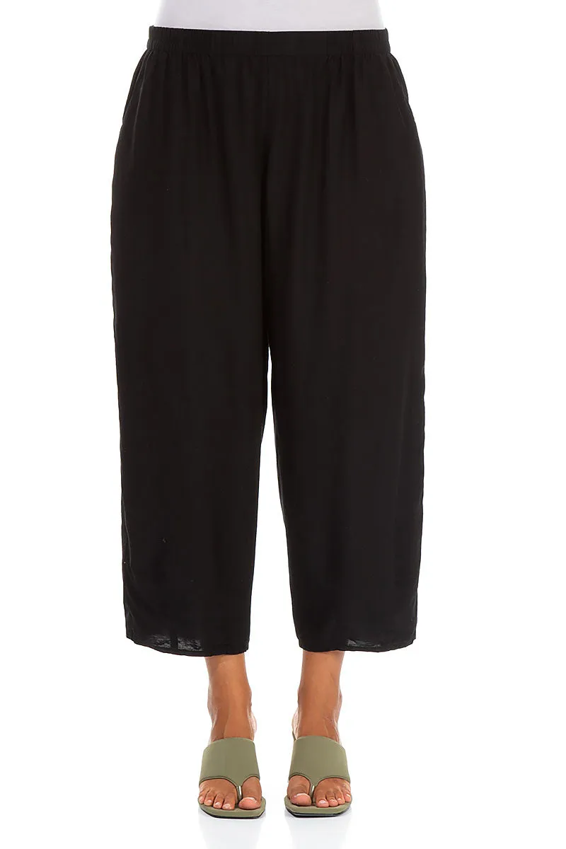 Slight Taper Black Silk Bamboo Trousers QuickDryTechnology