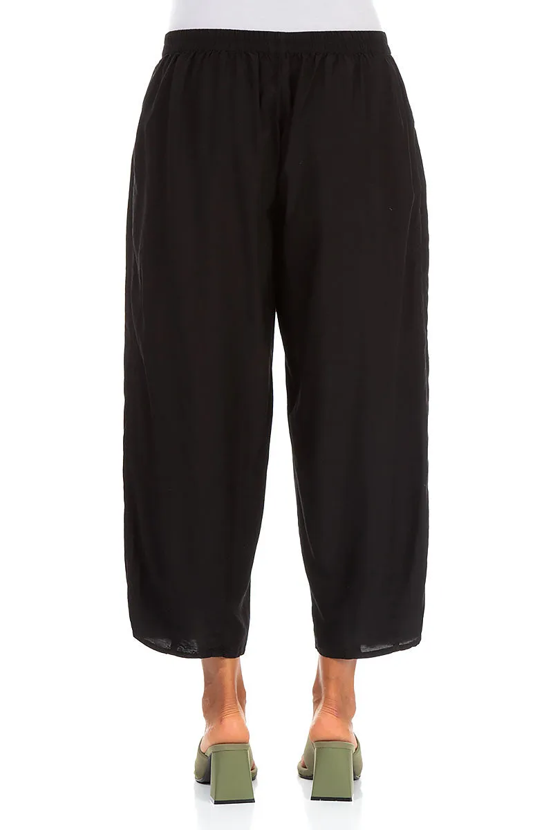 Supportive Fit All Day Wear Comfort Slight Taper Black Silk Bamboo Trousers