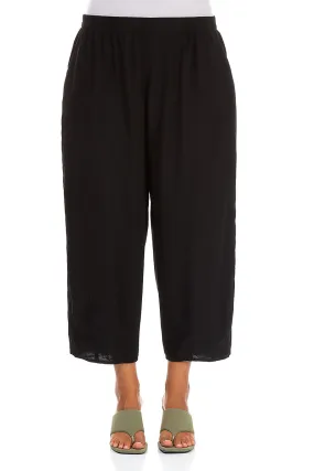 Slight Taper Black Silk Bamboo Trousers QuickDryTechnology