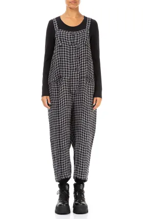 Strappy Grey Check Linen Jumpsuit Weekend Wear