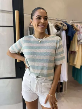 OdorResistantTechnology STRIPE SUMMER TEE - MINT