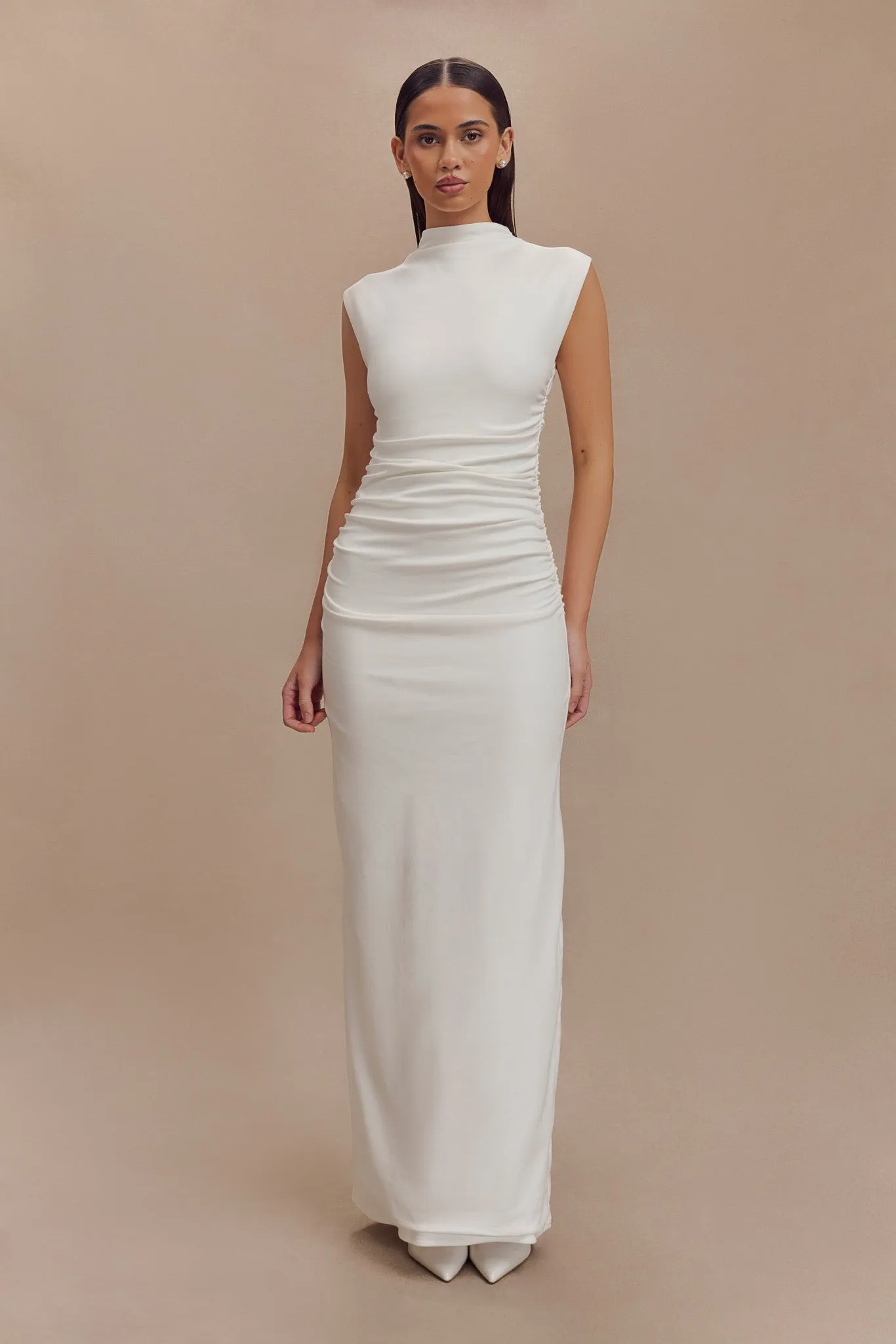 Elliot High Neck Sleeveless Maxi Dress - White Seasonal Mood