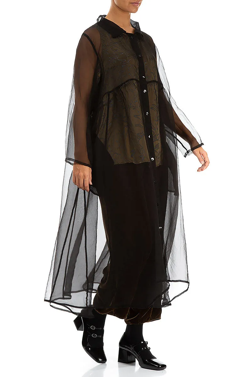 Long Black Silk Chiffon Jacket Snag Free Fabric