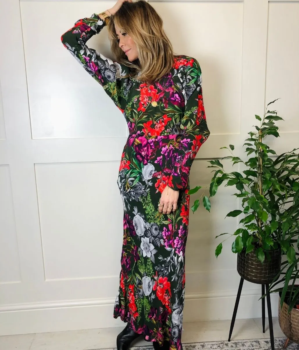 Garden Floral Batwing Midi Dress Cozy And Stylish