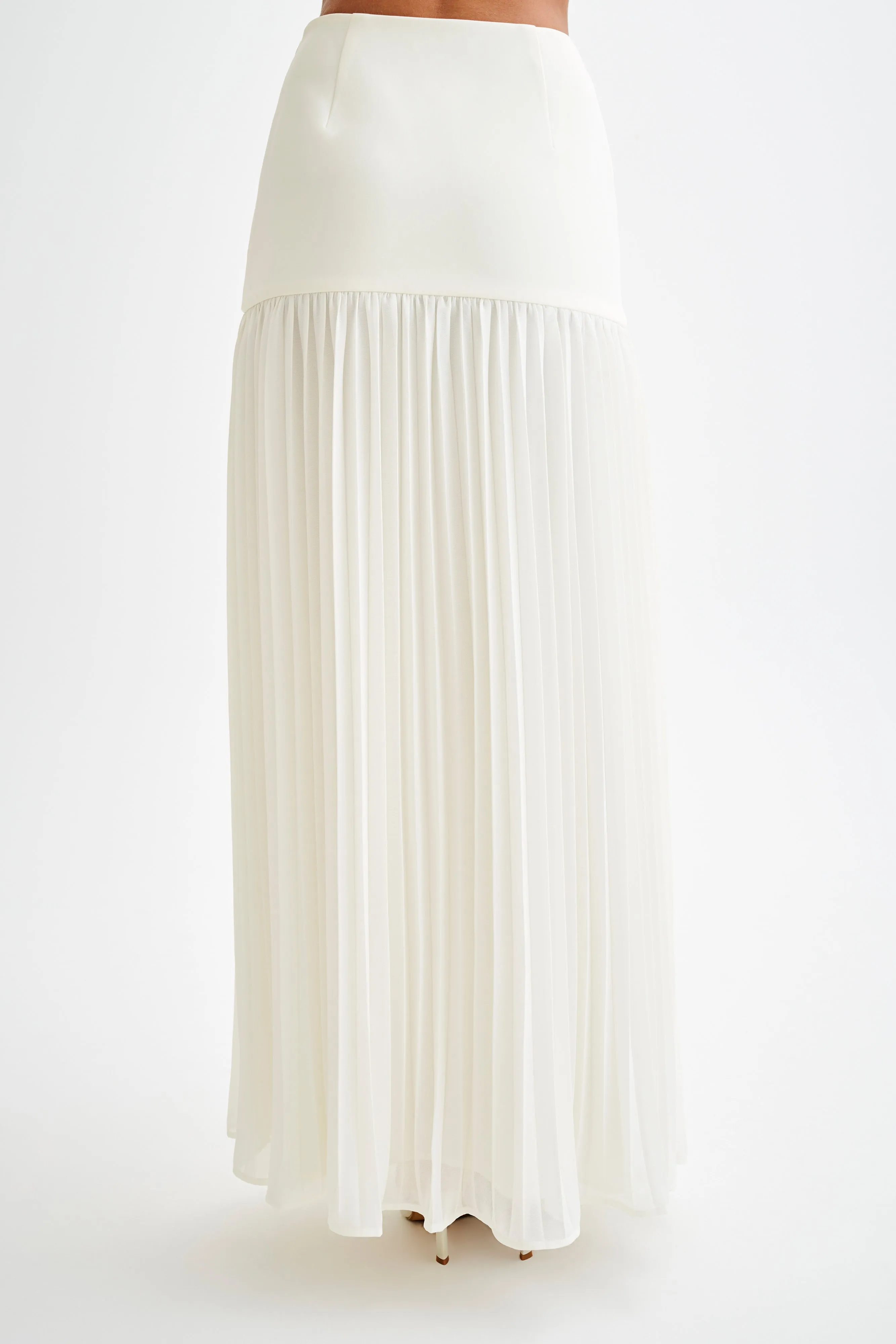 EcoFriendlyMaterials Flexible Material Jillian Pleated Maxi Skirt - Ivory