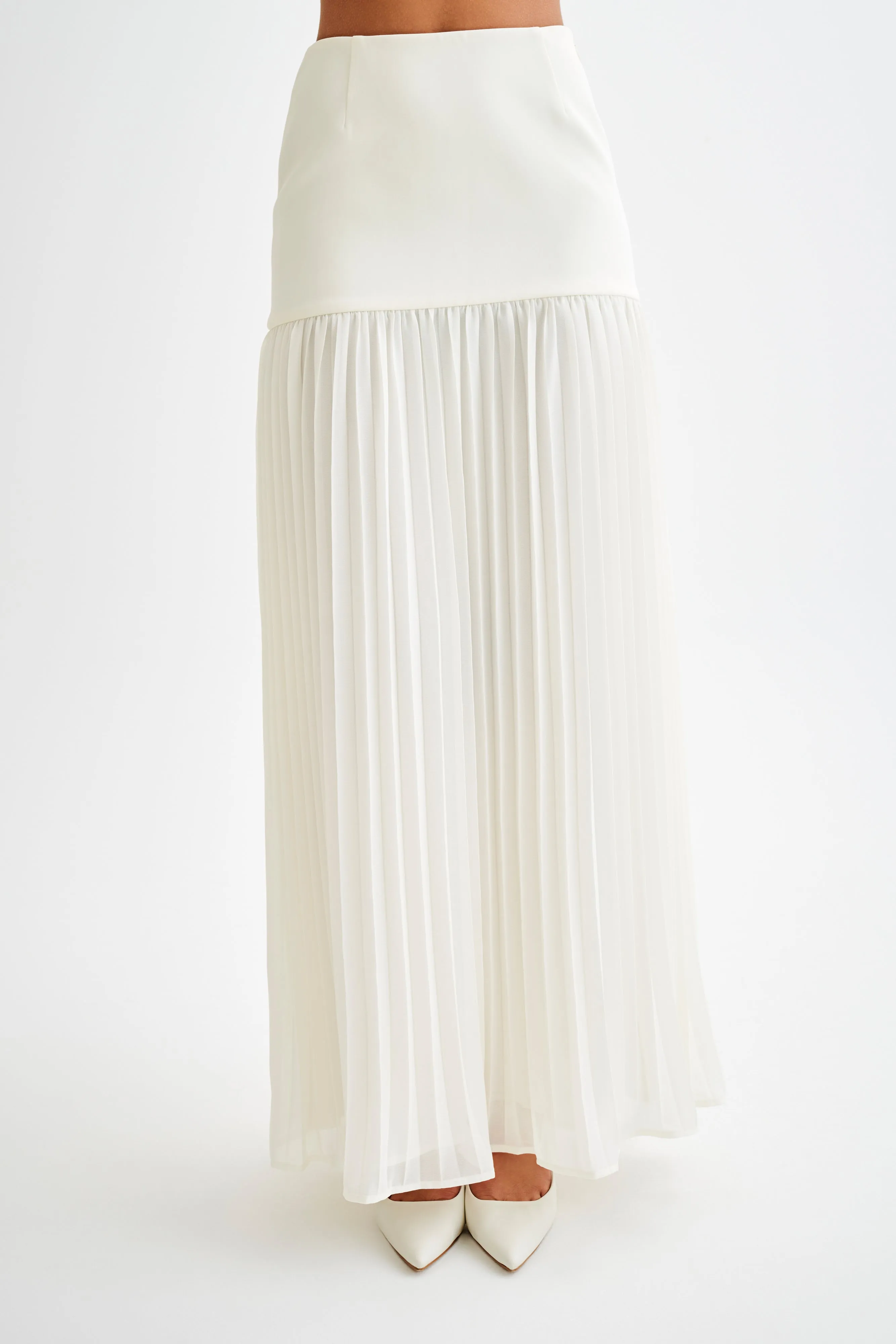 Seasonal Basic Jillian Pleated Maxi Skirt - Ivory