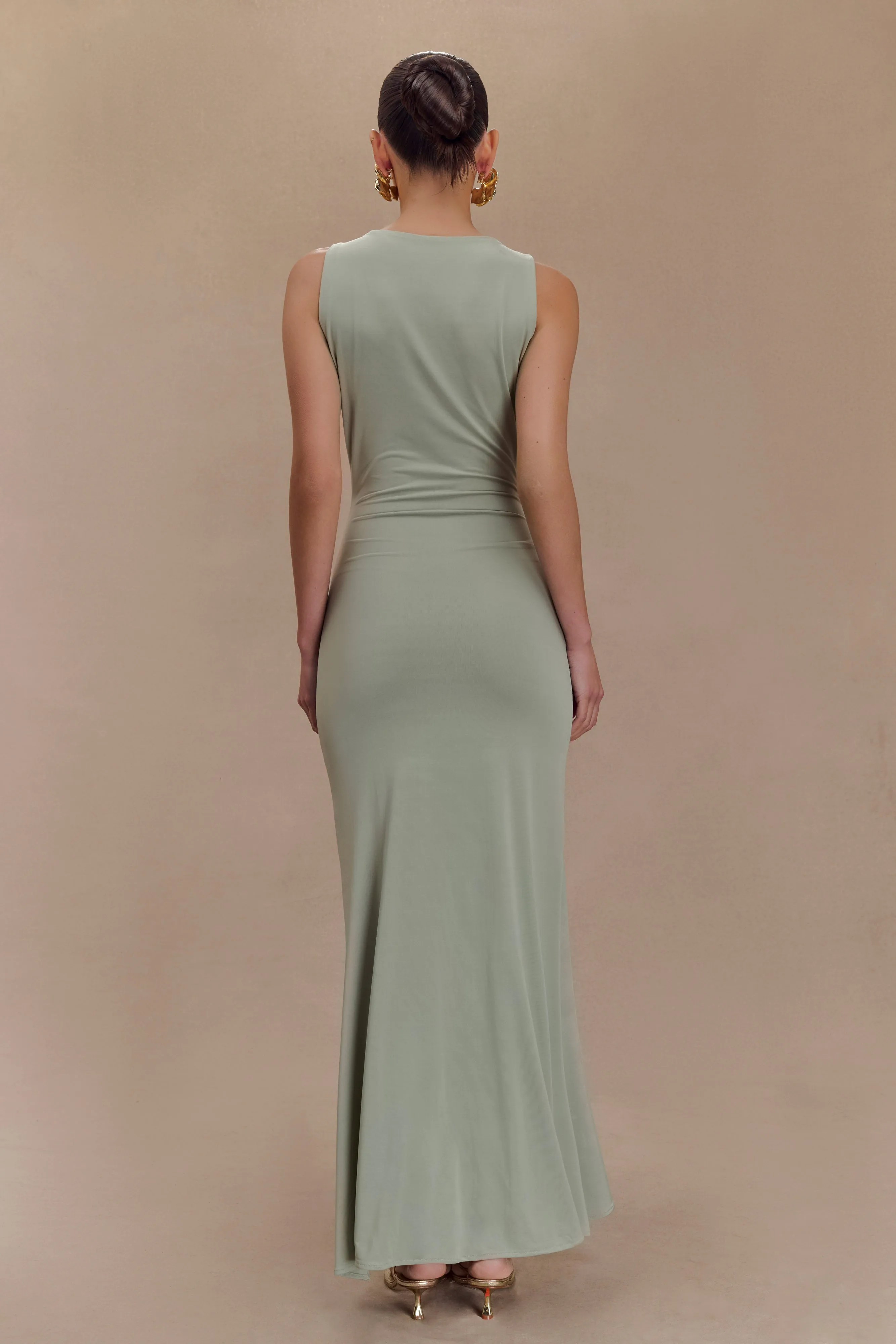 Beck Plunge Maxi Dress With Floral Hardware - Basil Korean Trend Trend Detail