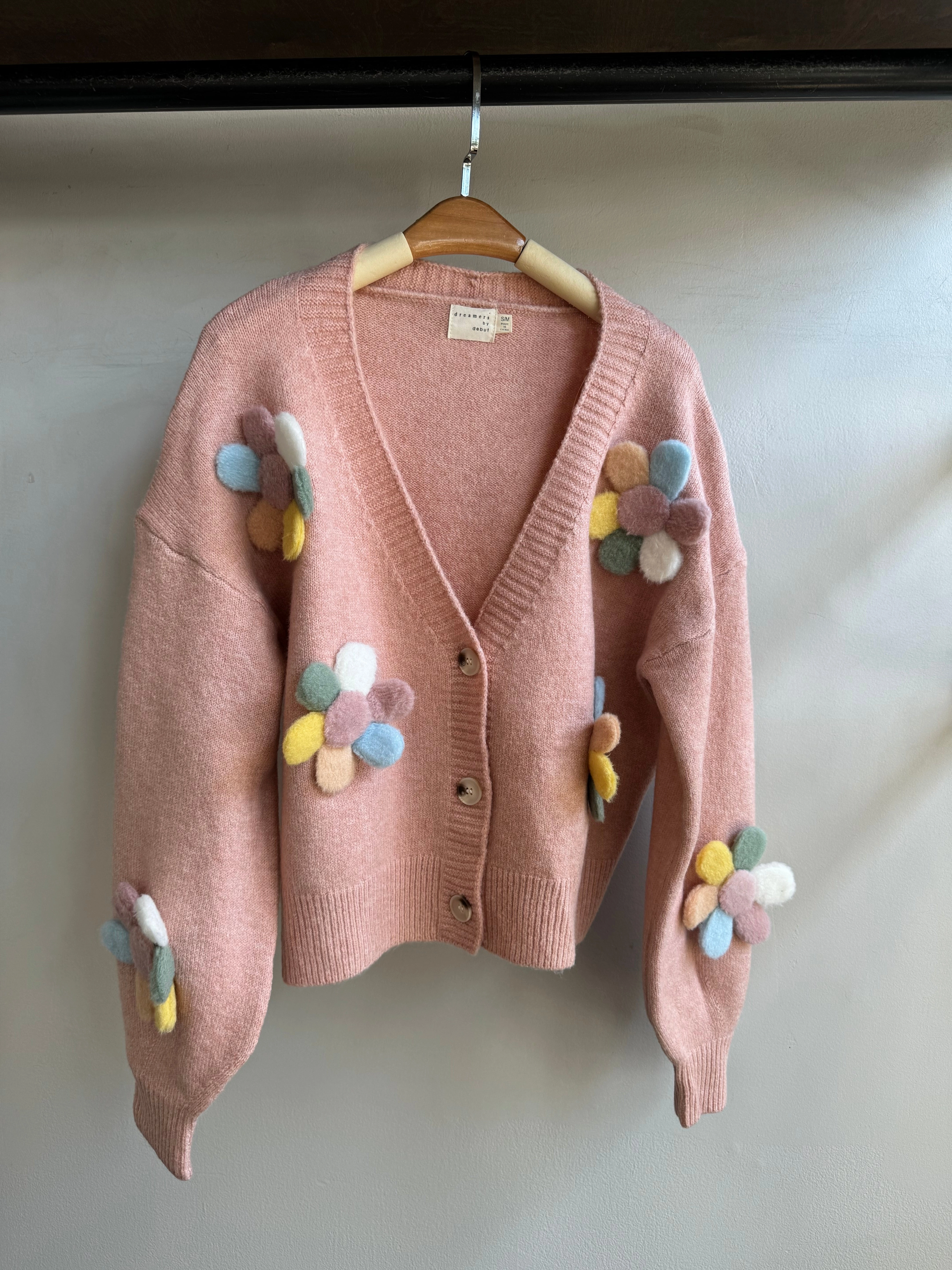 Light Reflective Yarn Double Layered Collar FLOWER GIRL Cardigan