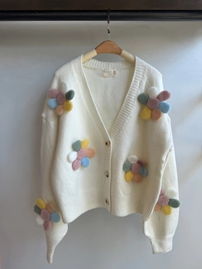 Classic Comfort Drop Shoulder Cut FLOWER GIRL Cardigan