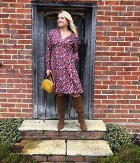 Bloom Soft Shared Moment Brakeburn Mixed Berry Floral Wrap Dress