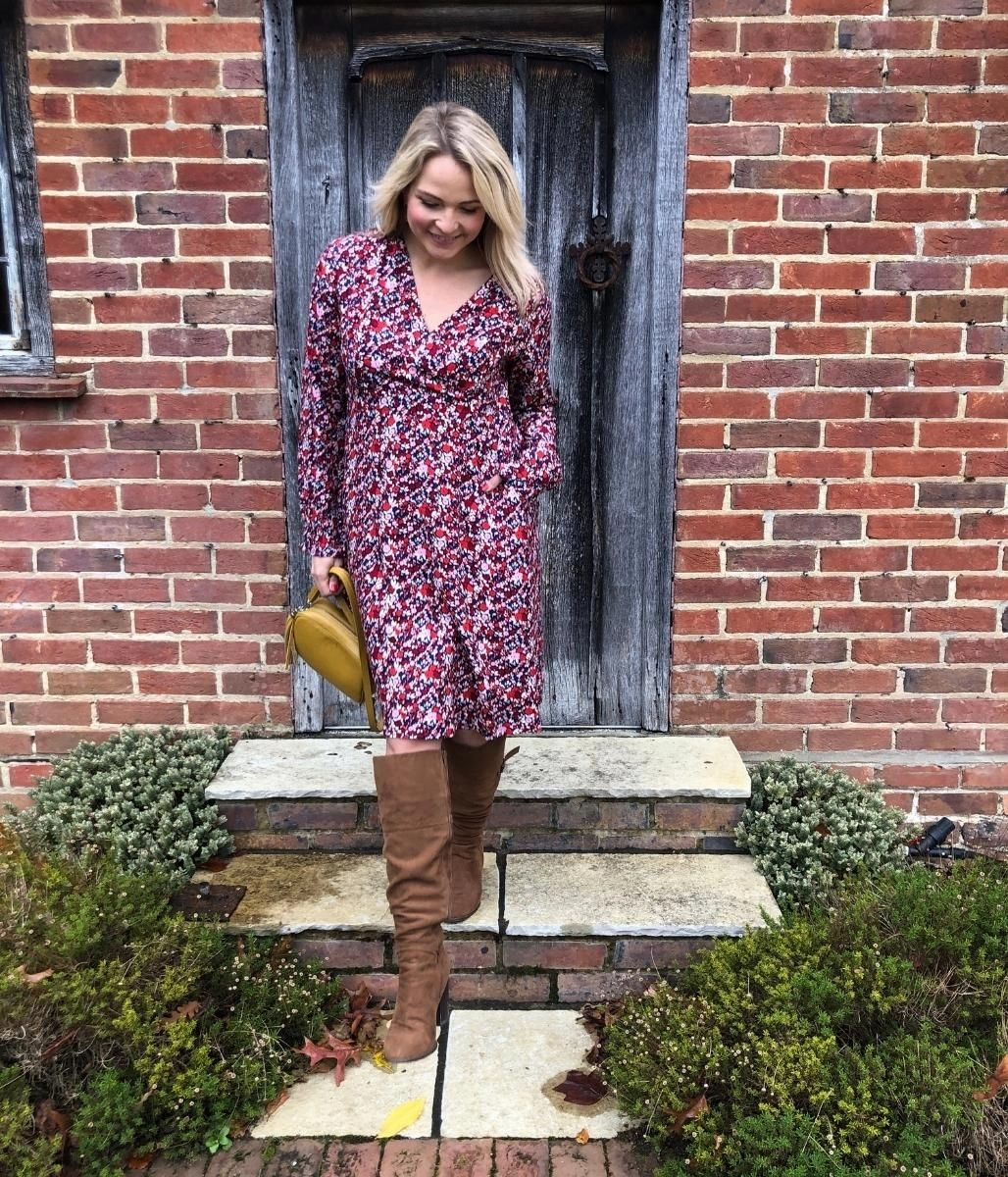Clean Style Brakeburn Mixed Berry Floral Wrap Dress