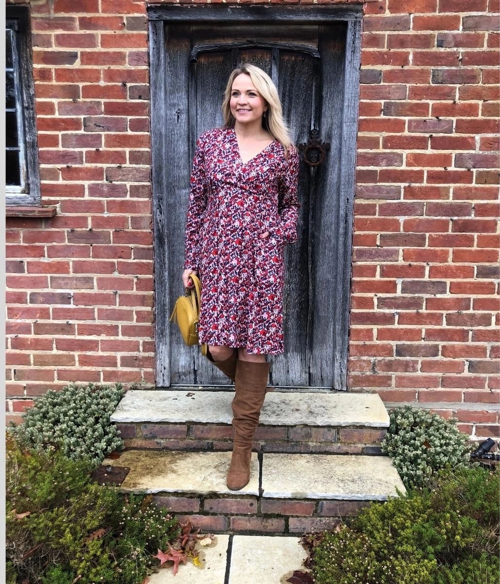 Loose Flow Brakeburn Mixed Berry Floral Wrap Dress