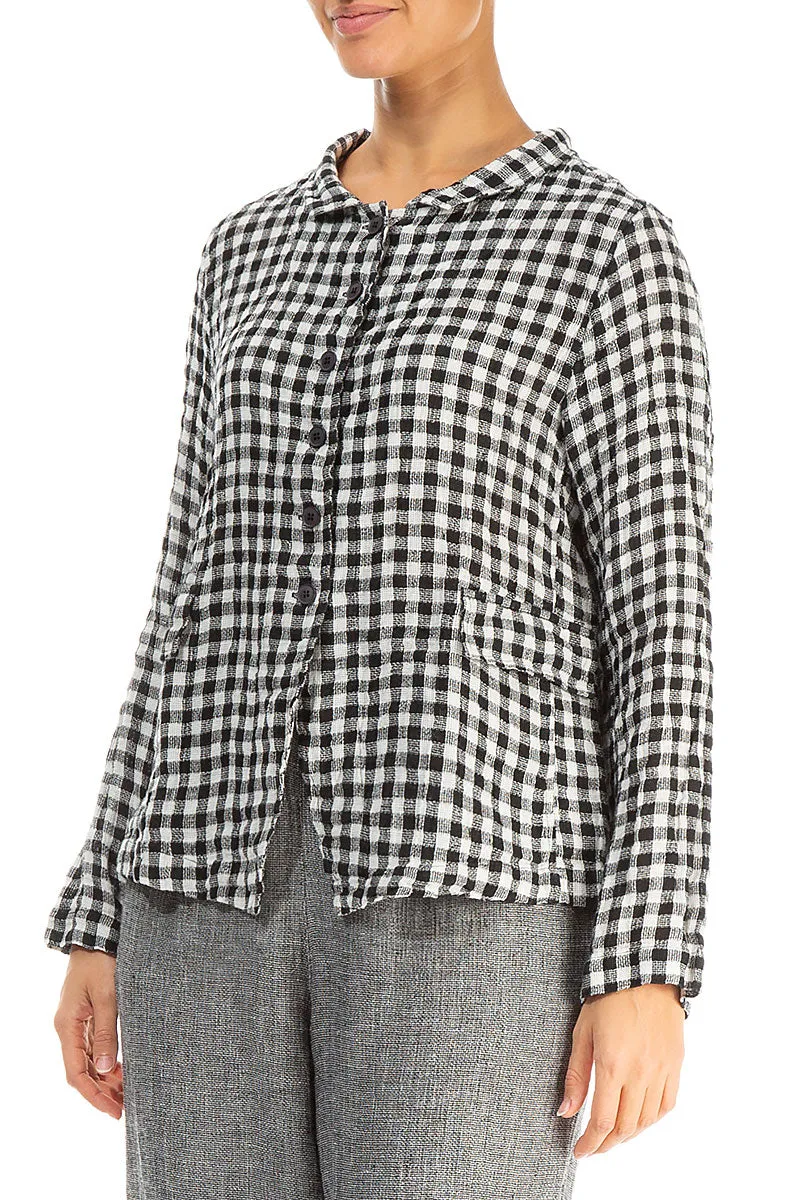 Light Day Jacket Modular Attachments Buttoned Black & White Check Linen Jacket