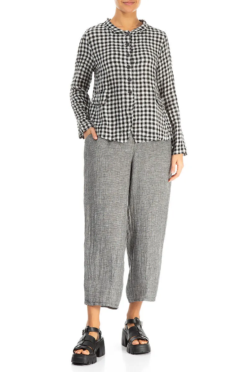 Quick Dry Coating Microfiber Shell Buttoned Black & White Check Linen Jacket