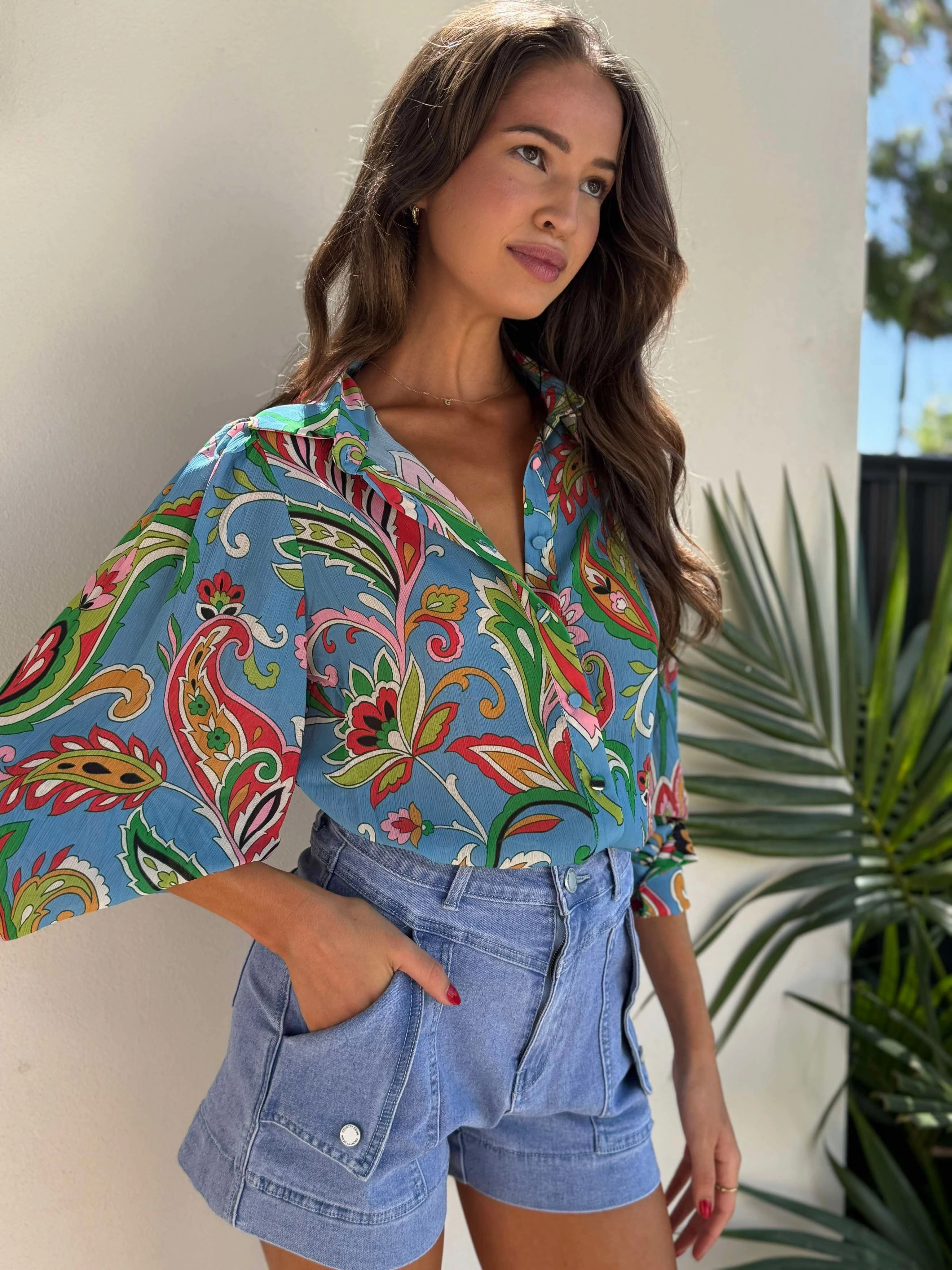 FLEETWOOD BLOUSE - CARINA PRINT UVProtectionCoating MoistureWicking Fabric