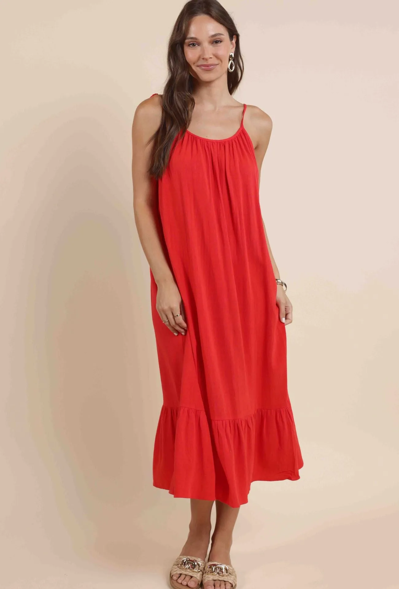 Dropped-Waist SUGARLOAF TIE STRAP MAXI DRESS