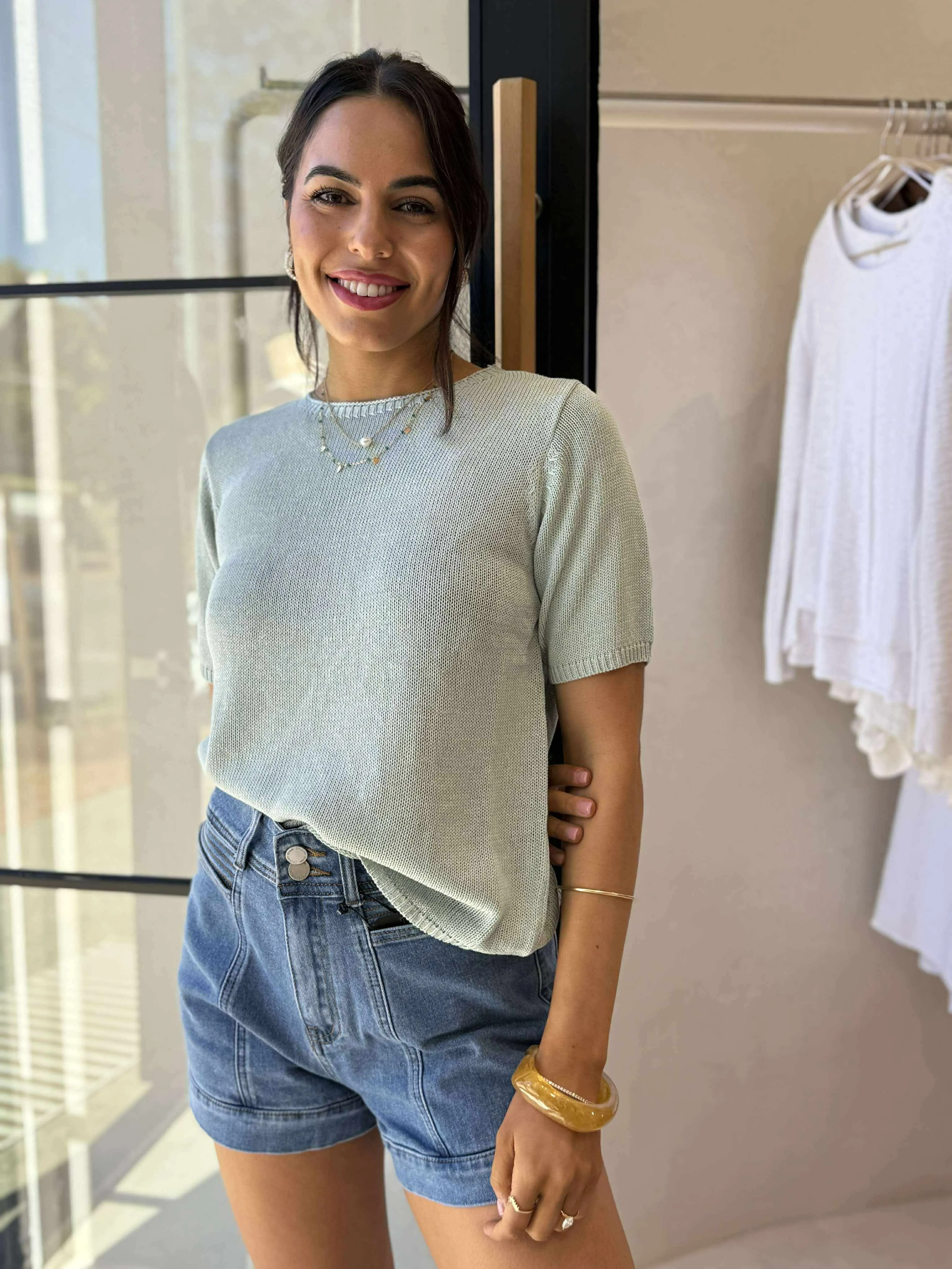 SUMMER KNIT TOP - MINT Workout Apparel Reflective Accent Trim