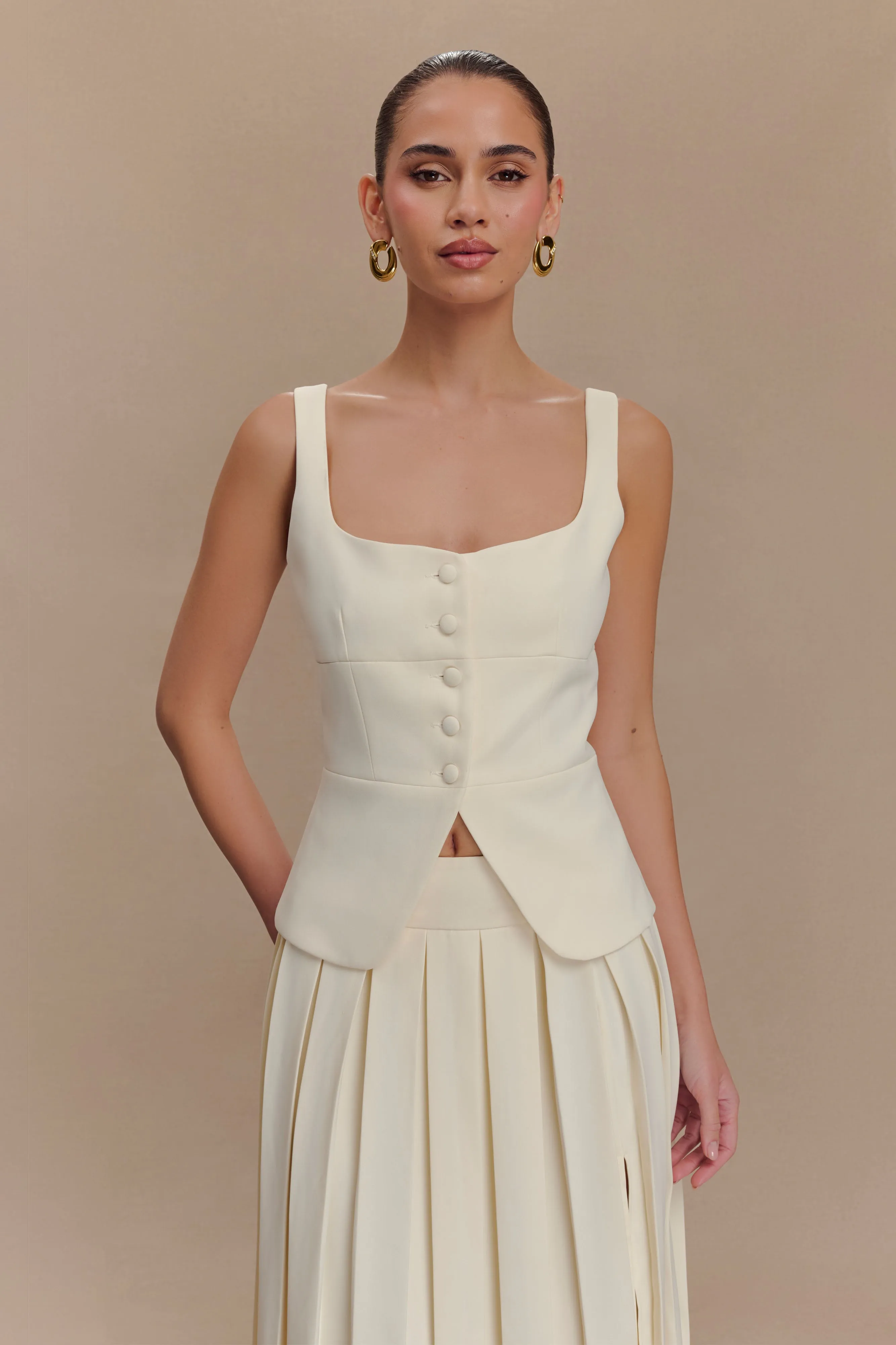 Sunny Suiting Peplum Top - Ivory Silicone Print Detail