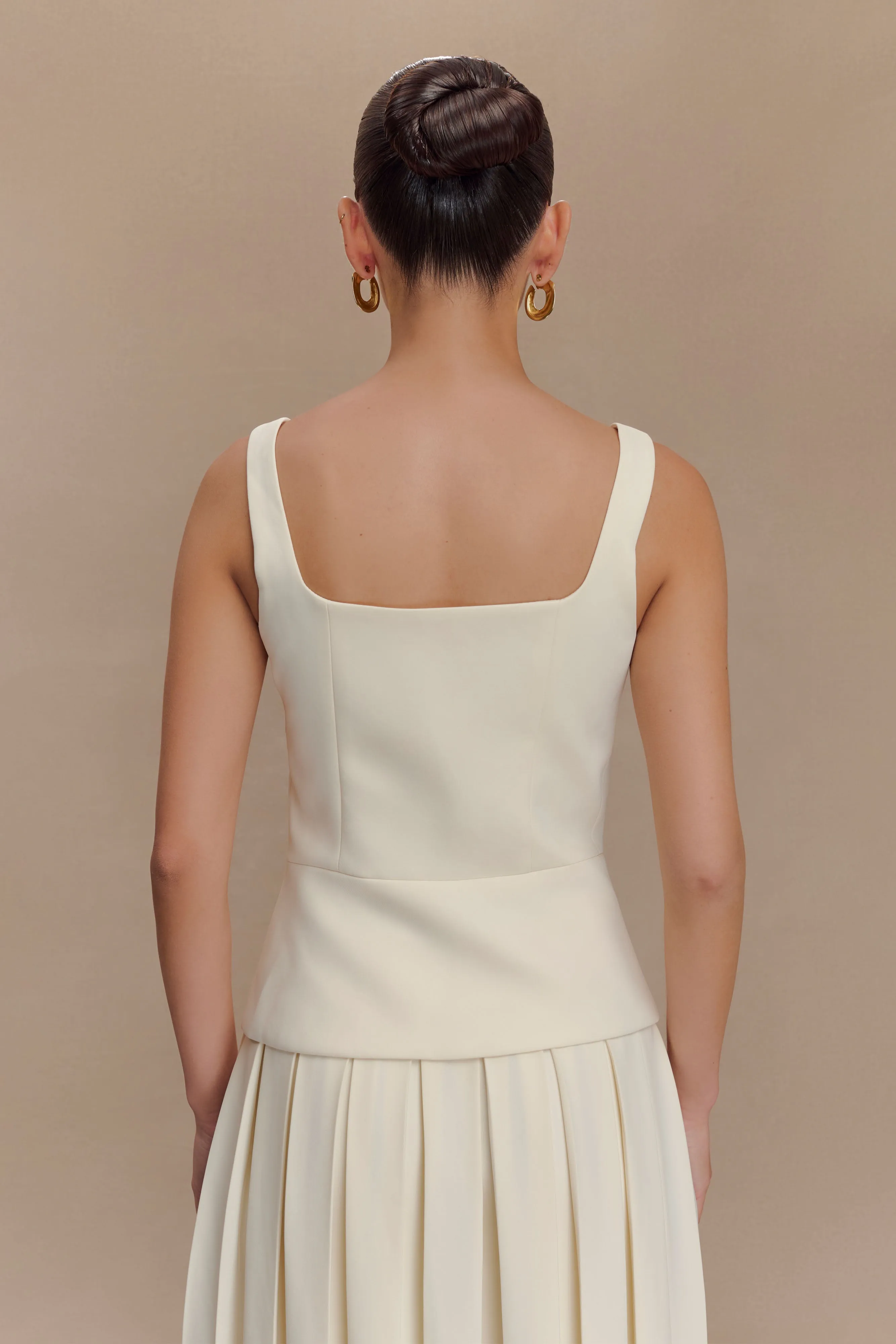 Sunny Suiting Peplum Top - Ivory V-neck Blouse Easy to Wear