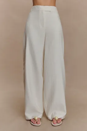 Raw edge Cyrene Linen Wide Leg Pants - Oat Marle