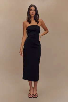 Sussan Strapless Midi Dress - Black Bow Glow High-Fashion