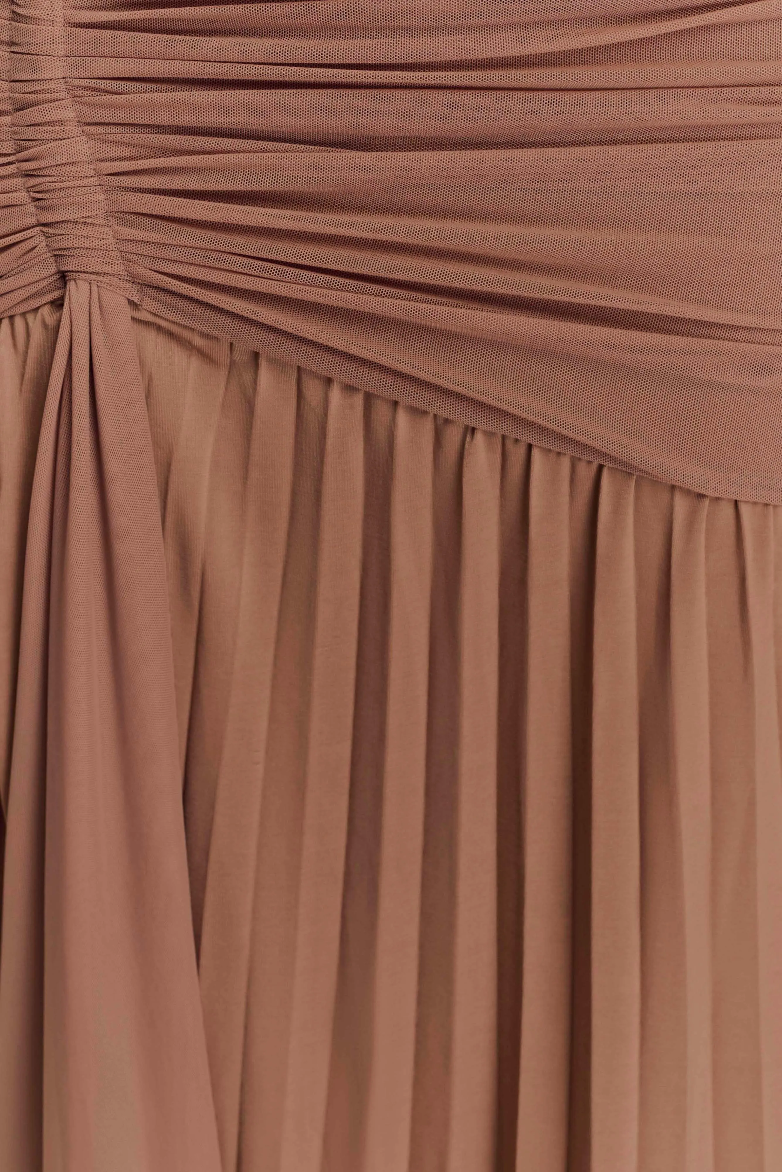 Dania Cowl Neck Slinky Maxi Dress - Mocha Mousse Event Mood