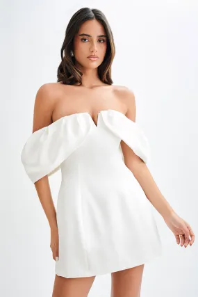 Portia Off Shoulder Satin Corset Dress - White Bust-Enhancing Smart Blend