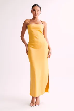 Tailored Style Fashion-Forward Fit Sydney Straight Neck Slip Maxi Dress - Yellow