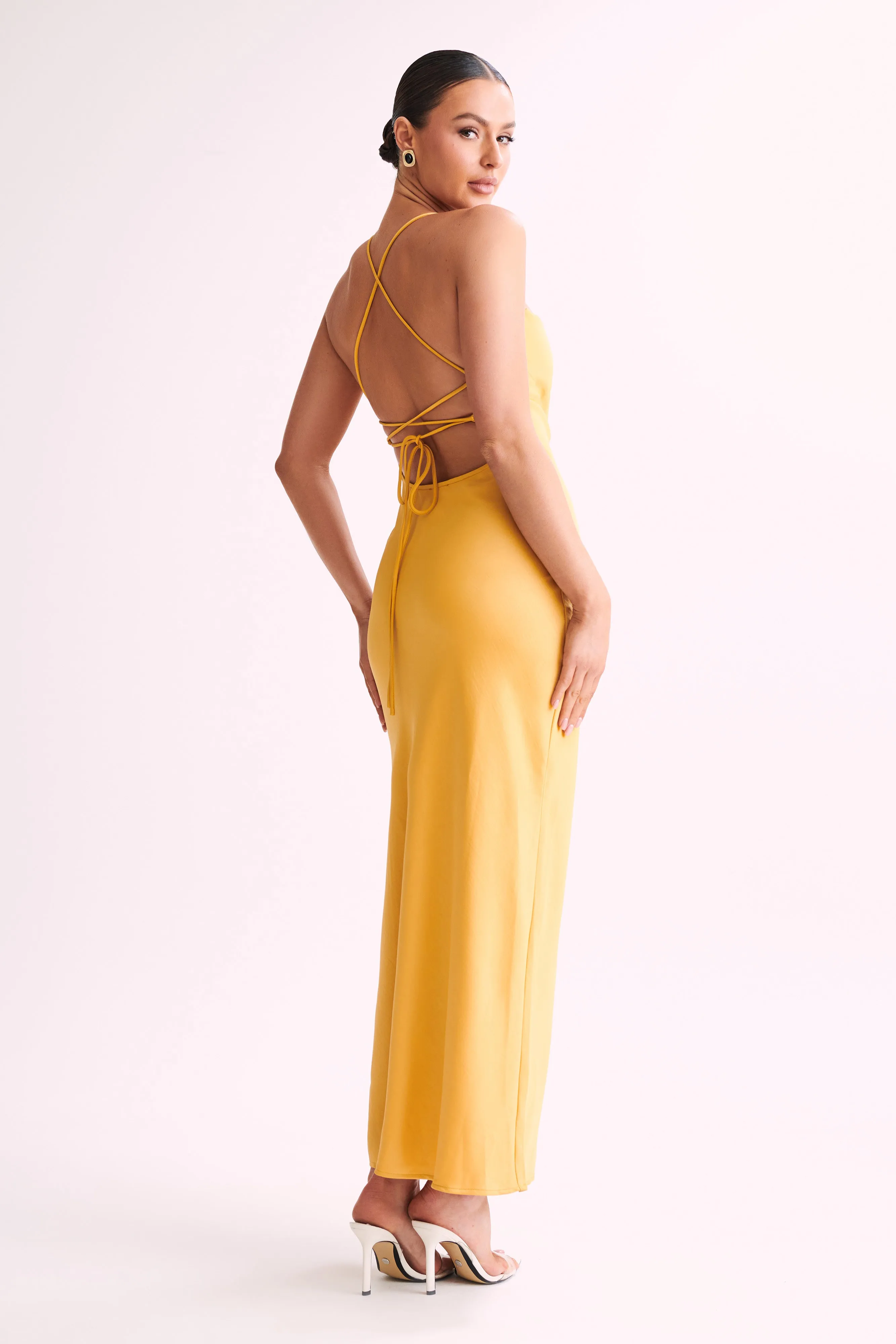 Relaxing Style Sydney Straight Neck Slip Maxi Dress - Yellow