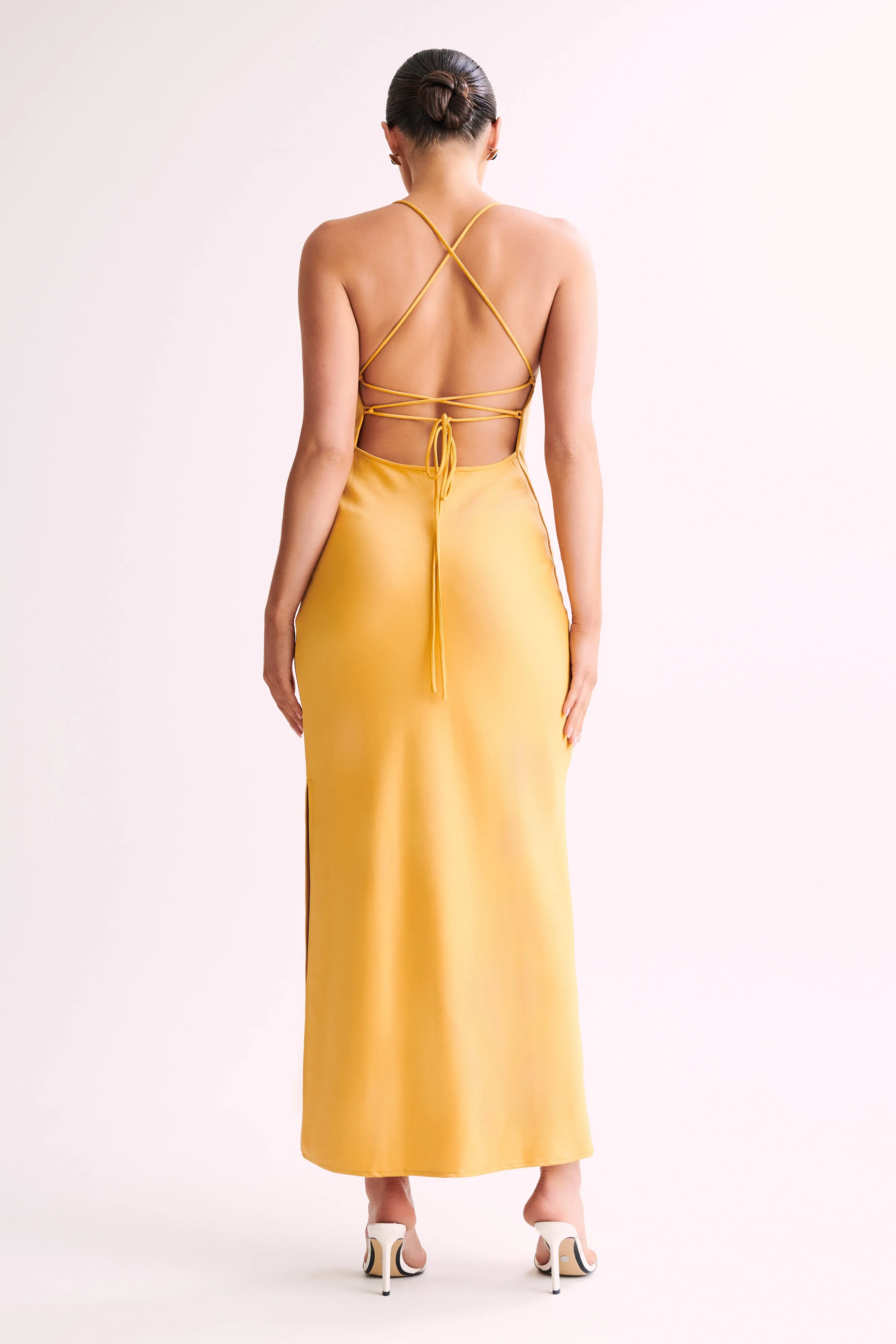 Casual and Comfy Sydney Straight Neck Slip Maxi Dress - Yellow