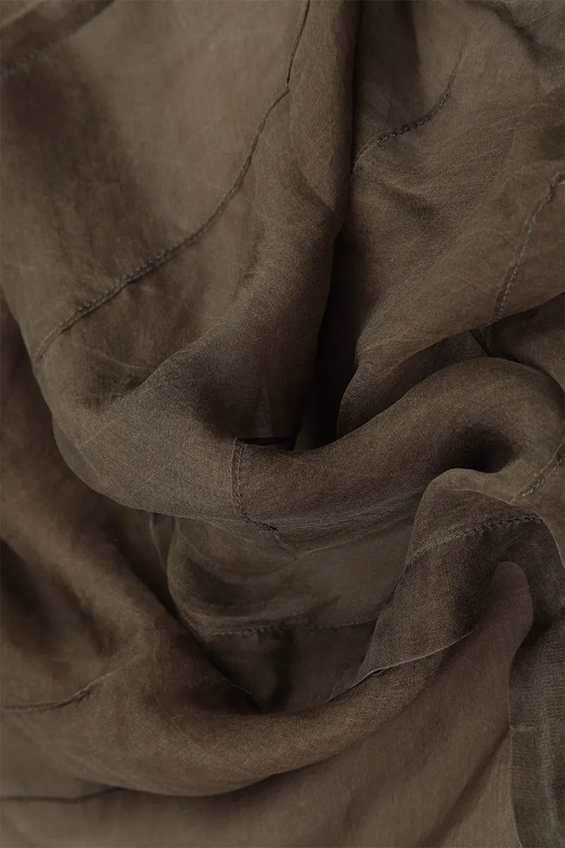 Chic Tones Comfy Wear Ruffled Silver Sage Silk Chiffon Skirt