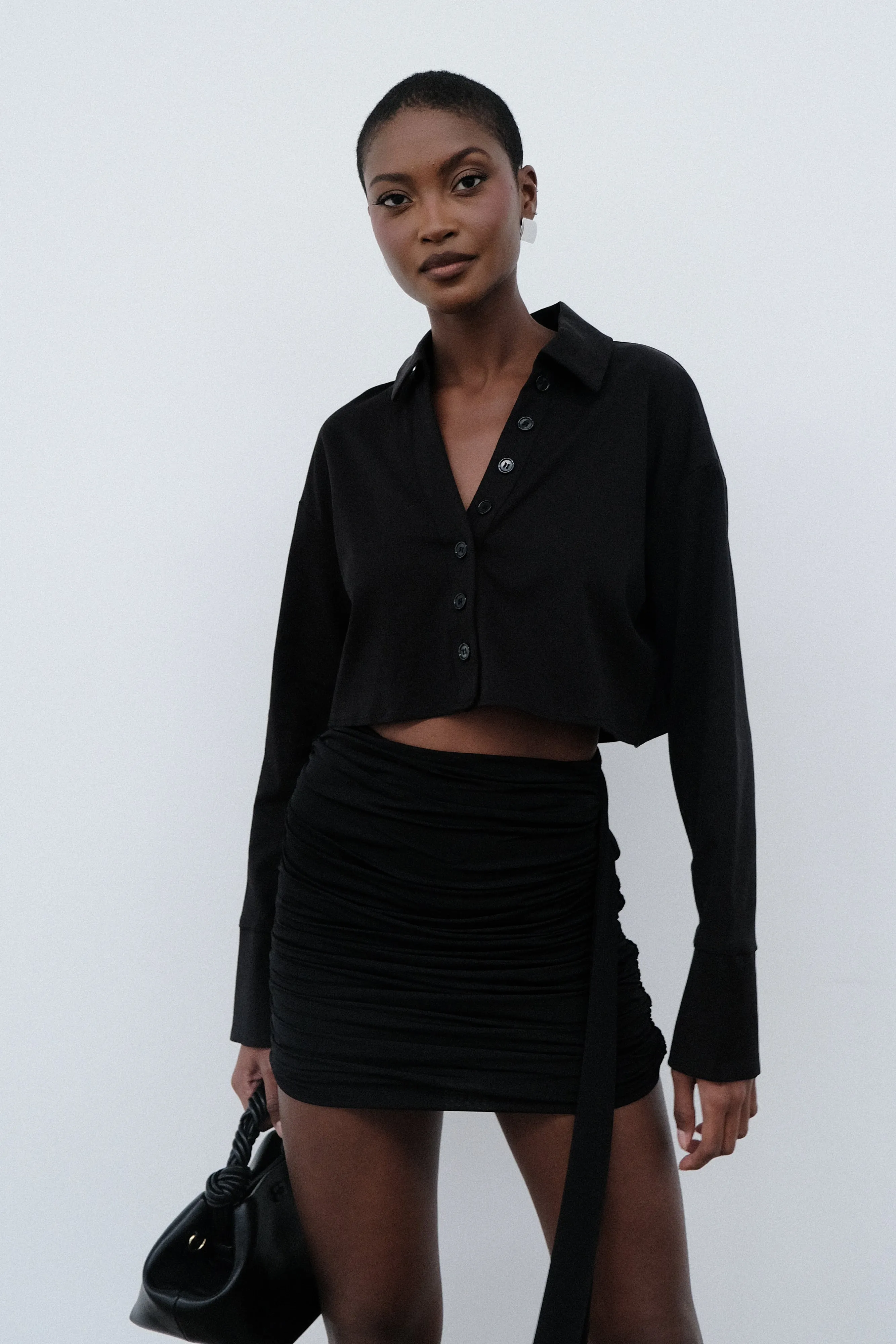 Julianna Cotton Button Up Shirt - Black PunctureResistantReinforcement