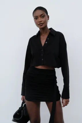 Julianna Cotton Button Up Shirt - Black PunctureResistantReinforcement