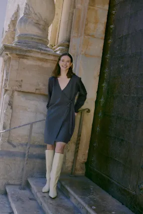 GREY WRAP DRESS Minimalist Fit