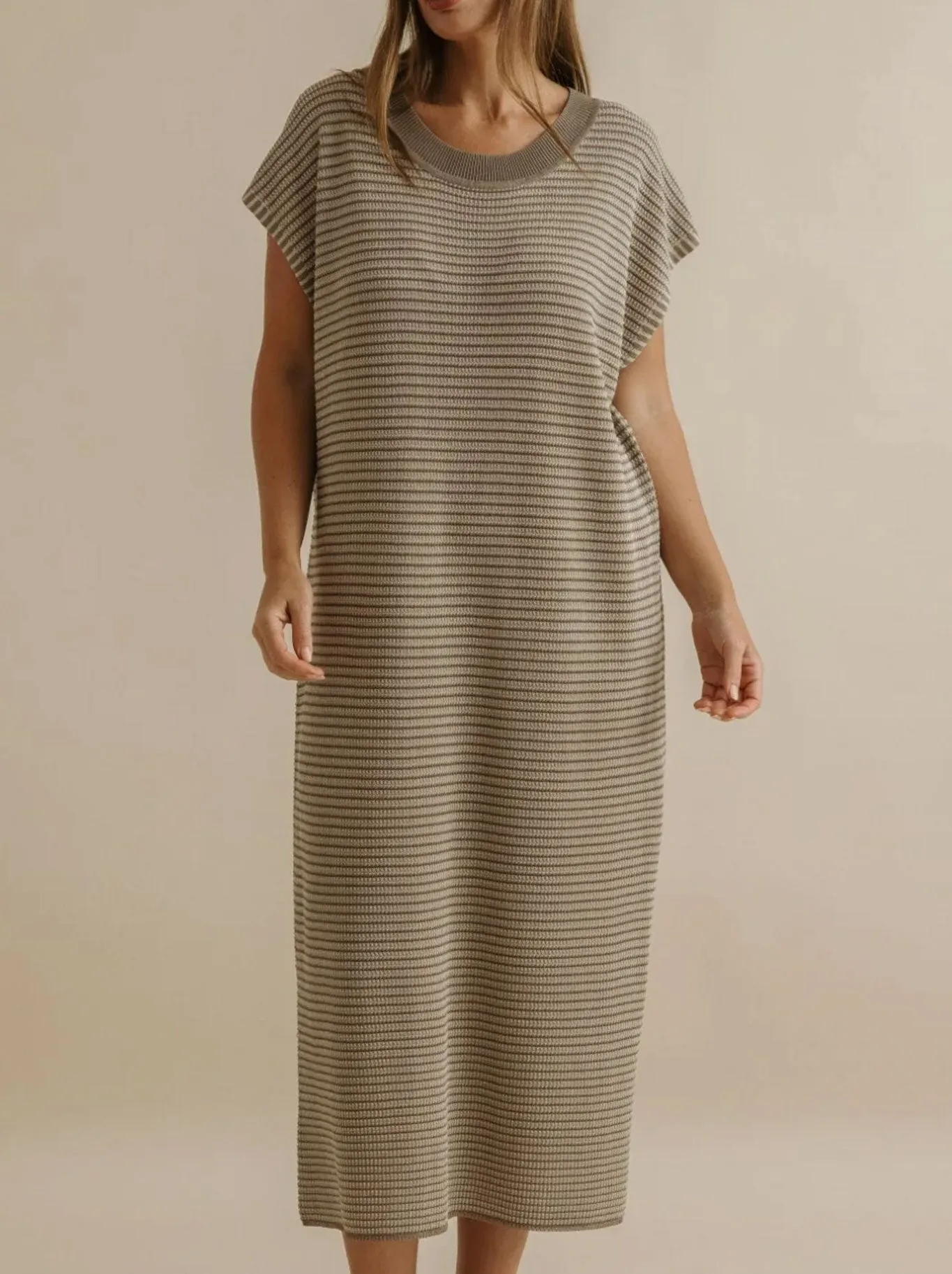 TALAMAYA LATTICE KNITTED DRESS Empire Waist Sophisticated and Relaxed