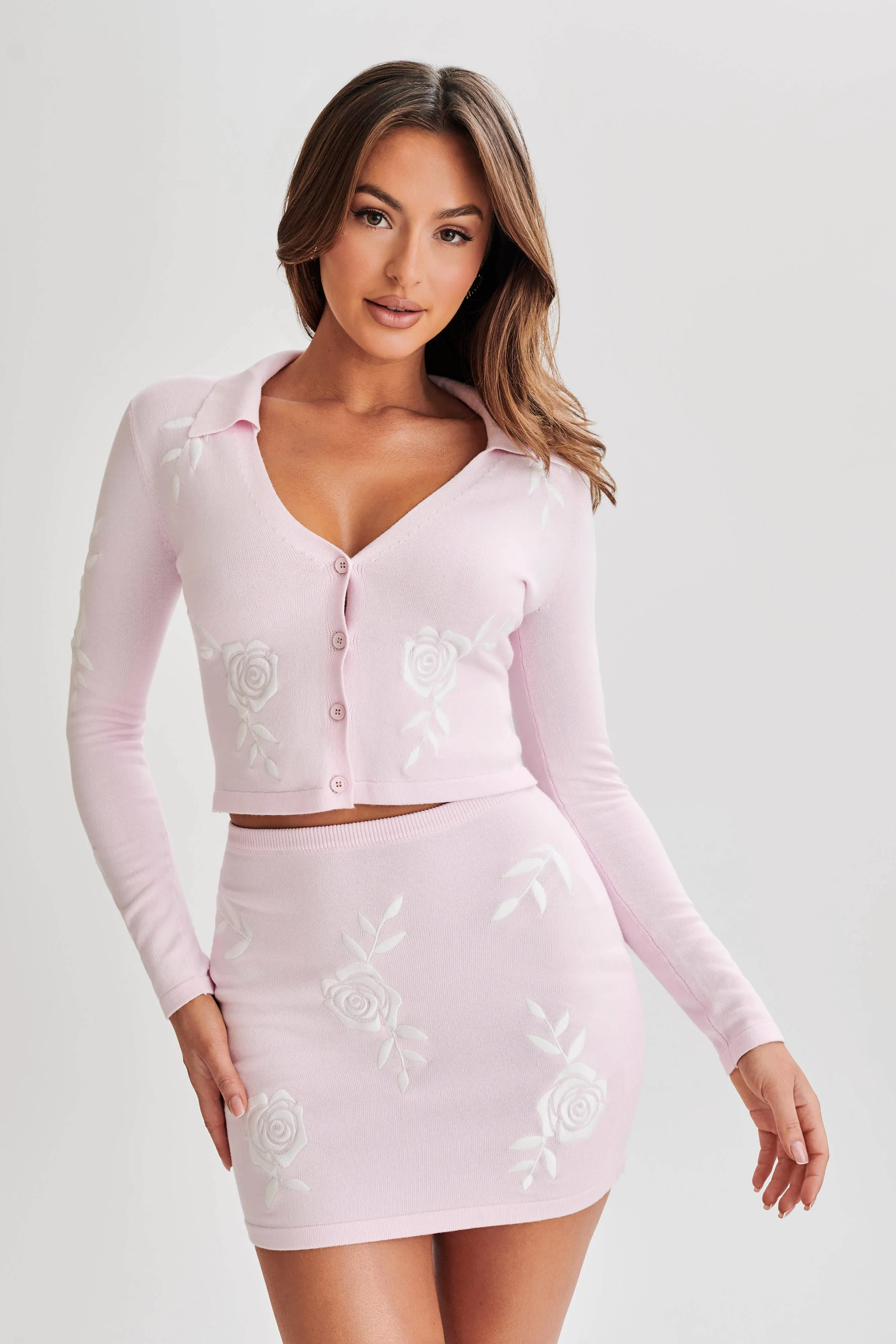 Snag Free Fabric Tallulah Rose Knit Cardigan - Fairy Floss Pink