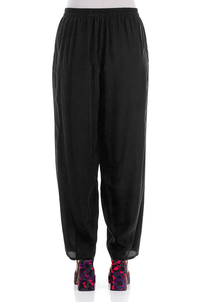 Quick Change Taper Black Silk Bamboo Trousers