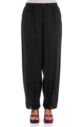 Chill Wear Taper Black Silk Bamboo Trousers