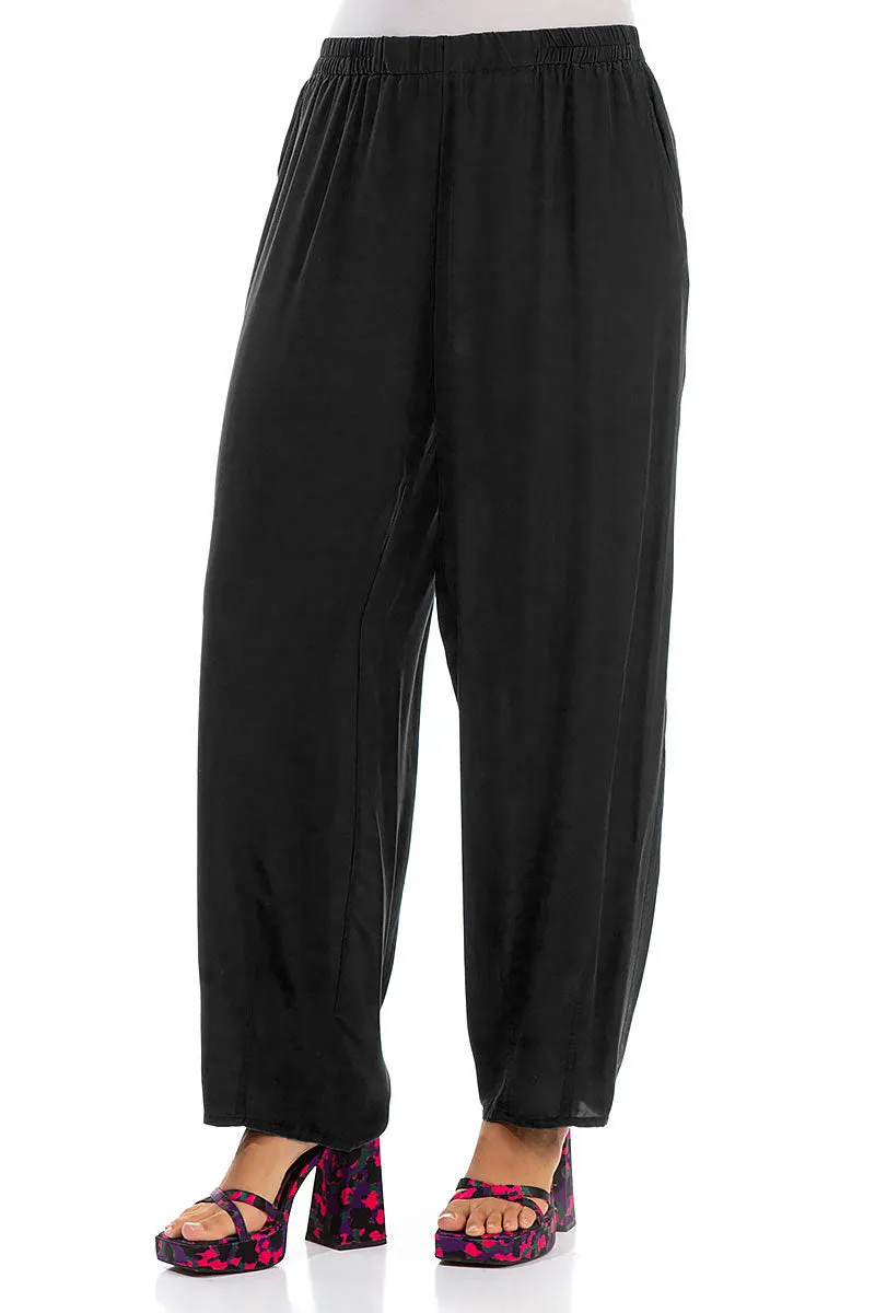Urban Look Comfy Flex Taper Black Silk Bamboo Trousers