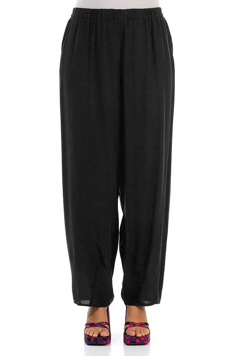 Chill Wear Taper Black Silk Bamboo Trousers