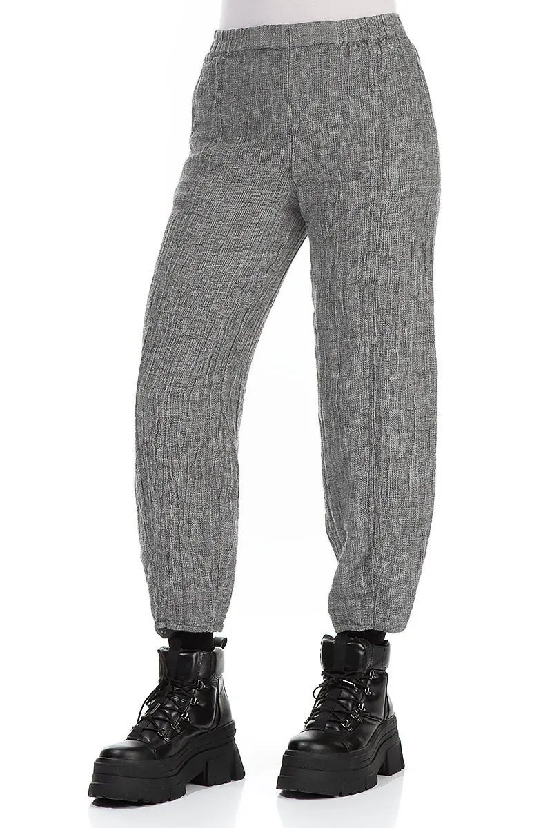 Quick-Dry Fabric Taper Grey M??lange Linen Trousers