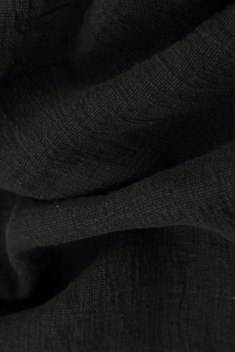 Premium Look Tapered Black M??lange Linen Trousers