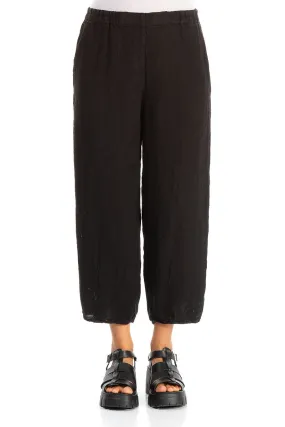 Commuter Fit Tapered Black M??lange Linen Trousers